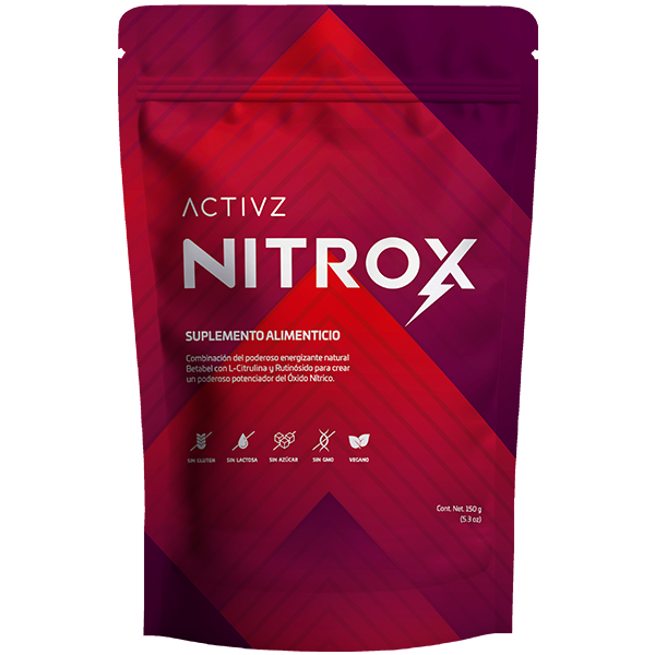 Producto Nitrox de Activz, un suplemento epigenético para optimizar salud cardiovascular y energía diaria.